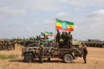 African Union peacekeepers during a training drill